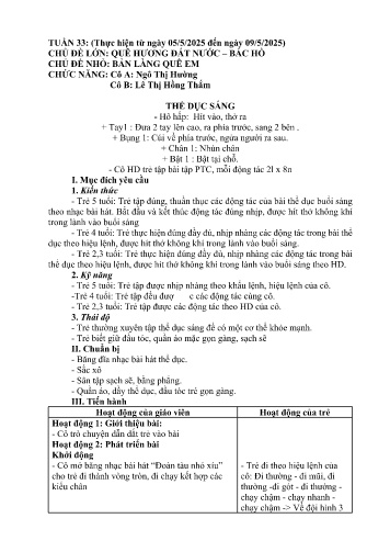 Giáo án Mầm non Lớp Chồi - Tuần 33 - Năm học 2024-2025 - Lê Thị Hồng Thắm - Ngô Thị Hường