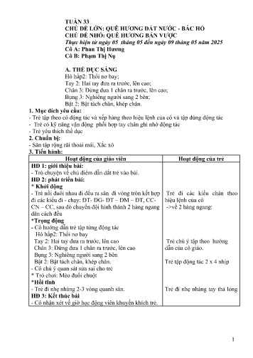 Giáo án Mầm non Lớp Chồi - Tuần 33 - Năm học 2024-2025 - Phan Thị Hương - Phạm Thị Nụ