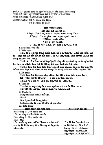 Giáo án Mầm non Lớp Chồi - Tuần 33 - Năm học 2024-2025 - Phàn Thị Hiền - Phàn Tả Mẩy