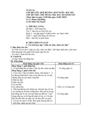 Giáo án Mầm non Lớp Chồi - Tuần 34 - Đinh Thị Xuyến - Phạm Thị Hồng