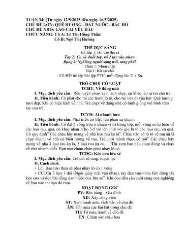 Giáo án Mầm non Lớp Chồi - Tuần 34 - Năm học 2024-2025 - Lê Thị Hồng Thắm - Ngô Thị Hường