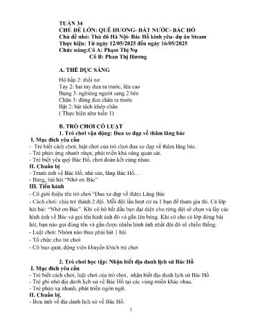 Giáo án Mầm non Lớp Chồi - Tuần 34 - Năm học 2024-2025 - Phan Thị Hương - Phạm Thị Nụ