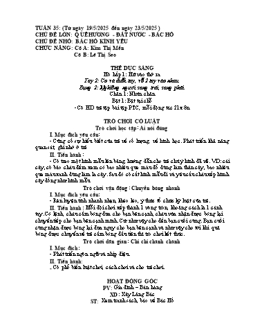 Giáo án Mầm non Lớp Chồi - Tuần 35 - Năm học 2024-2025 - Lê Thị Seo - Kim Thị Mến
