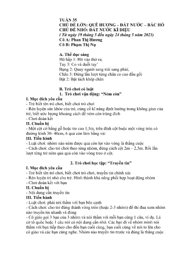 Giáo án Mầm non Lớp Chồi - Tuần 35 - Năm học 2024-2025 - Phan Thị Hương - Phạm Thị Nụ