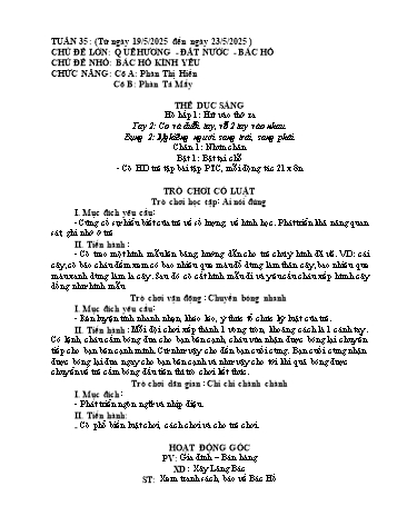 Giáo án Mầm non Lớp Chồi - Tuần 35 - Năm học 2024-2025 - Phàn Thị Hiền - Phàn Tả Mẩy
