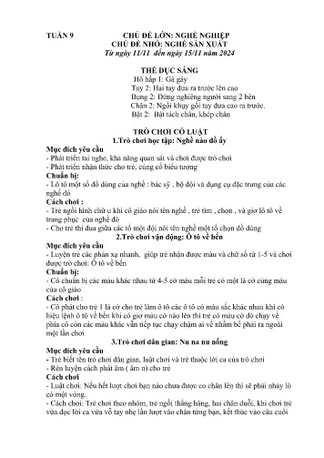 Giáo án Mầm non Lớp Chồi - Tuần 9 - Chủ đề lớn: Nghề nghiệp - Chủ đề nhỏ: Nghề sản xuất - Năm học 2024-2025