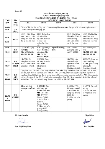 Giáo án Mầm non Lớp ghép - Tuần 17 - Năm học 2024-2025 - Bùi Thị Mai - Hoàng Thị Thắm
