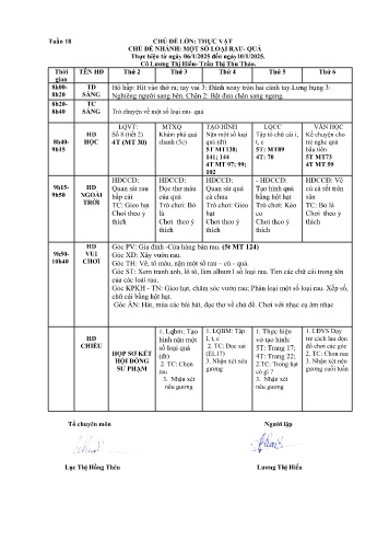 Giáo án Mầm non Lớp ghép - Tuần 18 - Năm học 2024-2025 - Lương Thị Hiếu - Trần Thị Thu Thảo