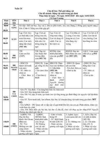 Giáo án Mầm non Lớp ghép - Tuần 25 - Năm học 2024-2025 - Đặng Thị Lan - Nông Thị Lương