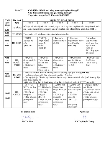 Giáo án Mầm non Lớp ghép - Tuần 27 - Năm học 2024-2025 - Vũ Thị Huyền Trang - Hoàng Thị Miên