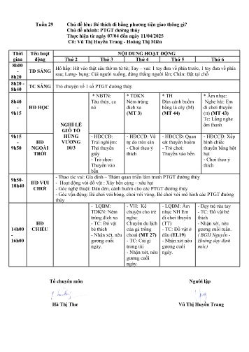 Giáo án Mầm non Lớp ghép - Tuần 29 - Năm học 2024-2025 - Vũ Thị Huyền Trang - Hoàng Thị Miên