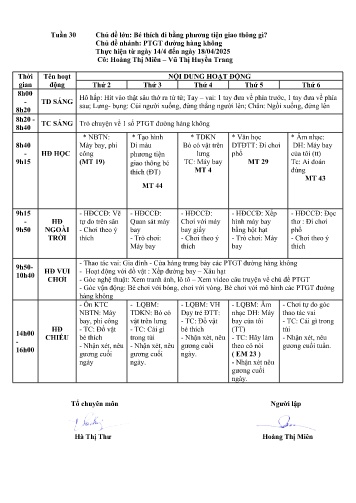 Giáo án Mầm non Lớp ghép - Tuần 30 - Năm học 2024-2025 - Vũ Thị Huyền Trang - Hoàng Thị Miên