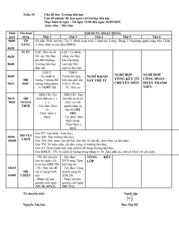 Giáo án Mầm non Lớp ghép - Tuần 34 - Năm học 2024-2025 - Ma Thị Sáo - Đào Thị Mỹ
