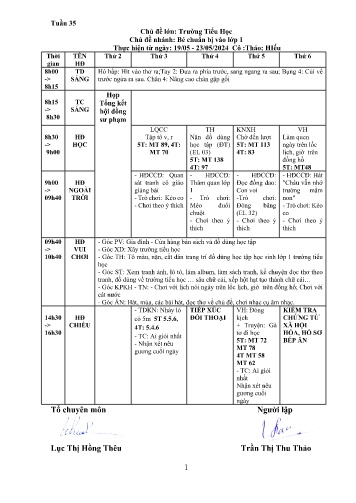 Giáo án Mầm non Lớp ghép - Tuần 35 - Năm học 2024-2025 - Lương Thị Hiếu - Trần Thị Thu Thảo