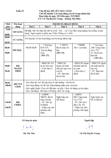 Giáo án Mầm non Lớp ghép - Tuần 35 - Năm học 2024-2025 - Vũ Thị Huyền Trang - Hoàng Thị Miên