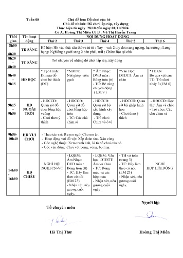 Giáo án Mầm non Lớp ghép - Tuần 8 - Năm học 2024-2025 - Vũ Thị Huyền Trang - Hoàng Thị Miên