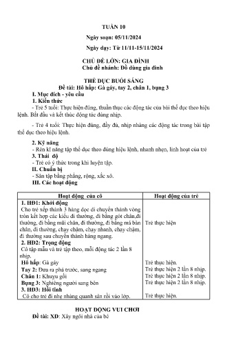 Giáo án Mầm non Lớp Lá - Tuần 10 - Chủ đề: Gia đình - Chủ đề nhánh: Đồ dùng gia đình - Năm học 2024-2025 - Lê Thị Bích - Lê Hoàng Ngọc Sáng
