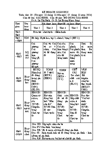 Giáo án Mầm non Lớp Lá - Tuần 10 - Năm học 2024-2025 - Lê Thị Bích - Lê Hoàng Ngọc Sáng