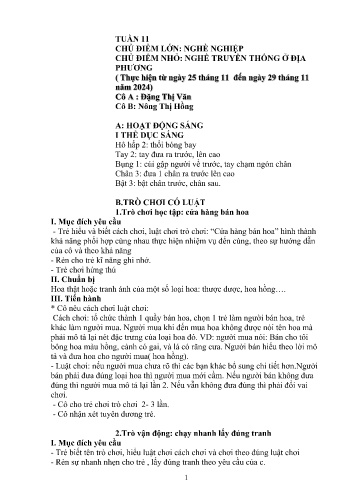 Giáo án Mầm non Lớp Lá - Tuần 11 - Năm học 2024-2025 - Nông Thị Hồng - Đặng Thị Văn