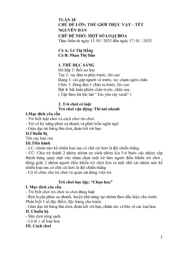 Giáo án Mầm non Lớp Lá - Tuần 18 - Năm học 2024-2025 - Lê Thị Hằng - Phàn Thị Dần