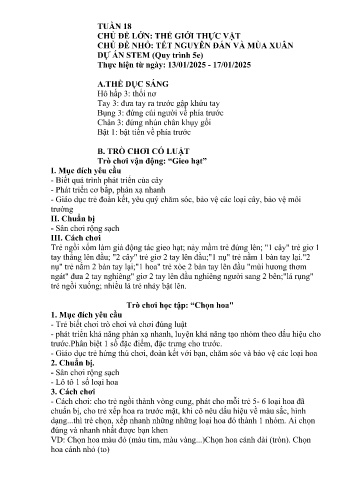 Giáo án Mầm non Lớp Lá - Tuần 18 - Năm học 2024-2025 - Ngô Thị Thơm - Đỗ Thị Phương Liên