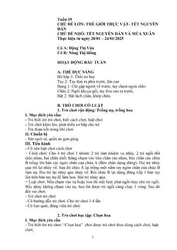 Giáo án Mầm non Lớp Lá - Tuần 19 - Năm học 2024-2025 - Đặng Thị Văn - Nông Thị Hồng