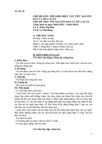 Giáo án Mầm non Lớp Lá - Tuần 19 - Năm học 2024-2025 - Lê Thị Hằng - Phàn Thị Dần