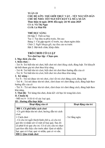 Giáo án Mầm non Lớp Lá - Tuần 19 - Năm học 2024-2025 - Lò Mùi Pết - Vũ Thị Ngọc