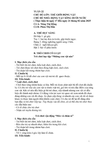 Giáo án Mầm non Lớp Lá - Tuần 22 - Năm học 2024-2025 - Đặng Thị Văn - Nông Thị Hồng