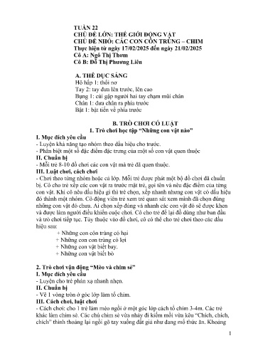 Giáo án Mầm non Lớp Lá - Tuần 22 - Năm học 2024-2025 - Ngô Thị Thơm - Đỗ Thị Phương Liên