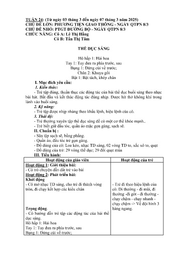 Giáo án Mầm non Lớp Lá - Tuần 24 - Năm học 2024-2025 - Lê Thị Hằng - Tẩn Thị Tâm