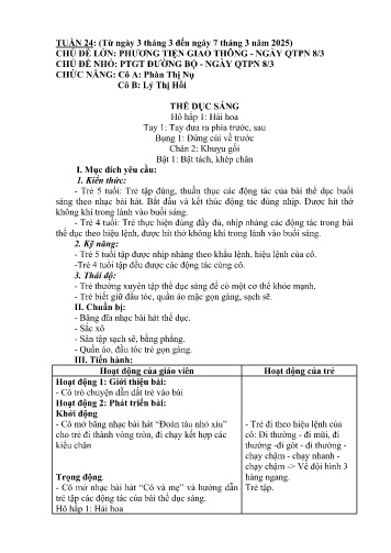 Giáo án Mầm non Lớp Lá - Tuần 24 - Năm học 2024-2025 - Phàn Thị Nụ - Lý Thị Hồi