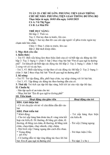 Giáo án Mầm non Lớp Lá - Tuần 25 - Năm học 2024-2025 - Lò Mùi Pết - Vũ Thị Ngọc
