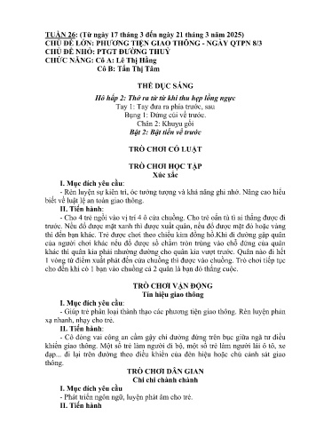 Giáo án Mầm non Lớp Lá - Tuần 26 - Năm học 2024-2025 - Lê Thị Hằng - Tẩn Thị Tâm