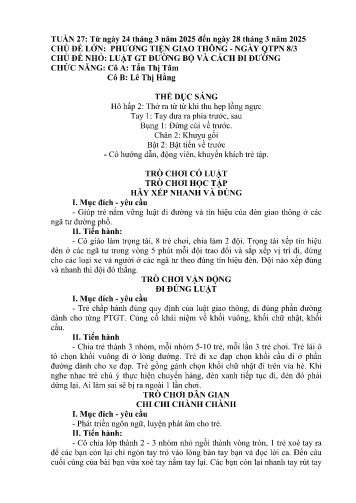 Giáo án Mầm non Lớp Lá - Tuần 27 - Năm học 2024-2025 - Lê Thị Hằng - Tẩn Thị Tâm