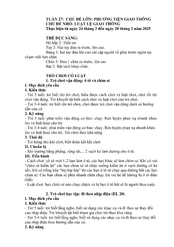 Giáo án Mầm non Lớp Lá - Tuần 27 - Năm học 2024-2025 - Lò Mùi Pết - Vũ Thị Ngọc