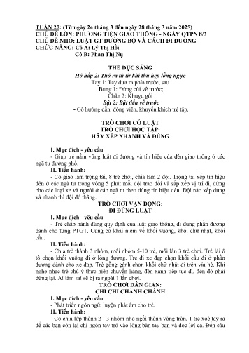 Giáo án Mầm non Lớp Lá - Tuần 27 - Năm học 2024-2025 - Phàn Thị Nụ - Lý Thị Hồi