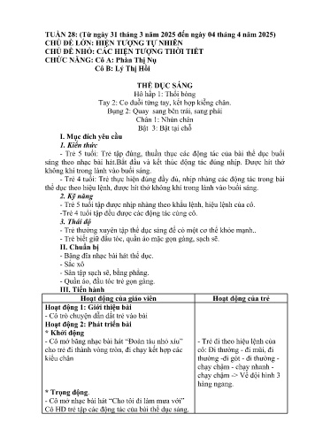 Giáo án Mầm non Lớp Lá - Tuần 28 - Năm học 2024-2025 - Phàn Thị Nụ - Lý Thị Hồi