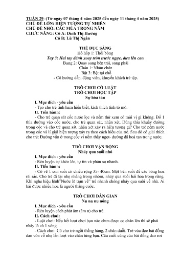 Giáo án Mầm non Lớp Lá - Tuần 29 - Năm học 2024-2025 - Lù Thị Ngân - Đinh Thị Hương