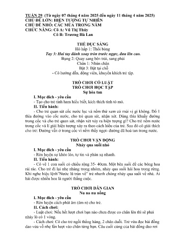 Giáo án Mầm non Lớp Lá - Tuần 29 - Năm học 2024-2025 - Vũ Thị Thúy - Trương Hà Lan