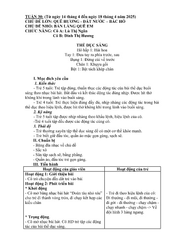 Giáo án Mầm non Lớp Lá - Tuần 30 - Năm học 2024-2025 - Lù Thị Ngân - Đinh Thị Hương