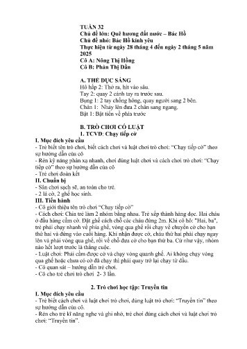 Giáo án Mầm non Lớp Lá - Tuần 32 - Năm học 2024-2025 - Nông Thị Hồng - Phàn Thị Dần