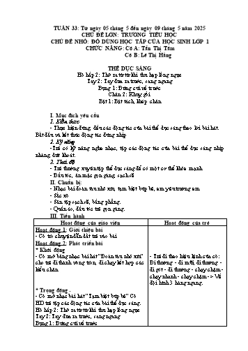 Giáo án Mầm non Lớp Lá - Tuần 33 - Năm học 2024-2025 - Lê Thị Hằng - Tẩn Thị Tâm