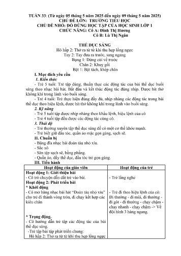Giáo án Mầm non Lớp Lá - Tuần 33 - Năm học 2024-2025 - Lù Thị Ngân - Đinh Thị Hương