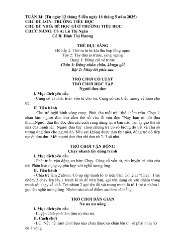 Giáo án Mầm non Lớp Lá - Tuần 34 - Năm học 2024-2025 - Lù Thị Ngân - Đinh Thị Hương