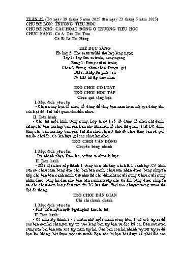Giáo án Mầm non Lớp Lá - Tuần 35 - Năm học 2024-2025 - Lê Thị Hằng - Tẩn Thị Tâm
