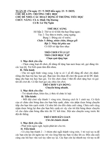 Giáo án Mầm non Lớp Lá - Tuần 35 - Năm học 2024-2025 - Lù Thị Ngân - Đinh Thị Hương