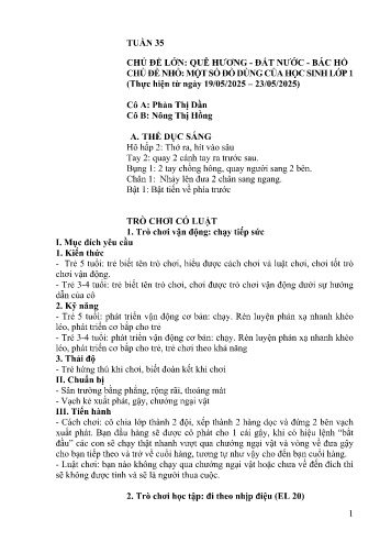 Giáo án Mầm non Lớp Lá - Tuần 35 - Năm học 2024-2025 - Nông Thị Hồng - Phàn Thị Dần