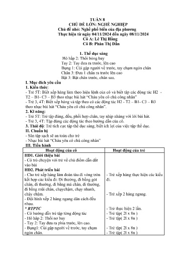 Giáo án Mầm non Lớp Lá - Tuần 8 - Năm học 2024-2025 - Lê Thị Hằng - Phàn Thị Dần