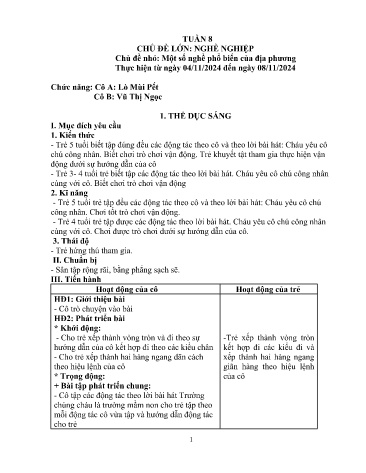 Giáo án Mầm non Lớp Lá - Tuần 8 - Năm học 2024-2025 - Lò Mùi Pết - Vũ Thị Ngọc